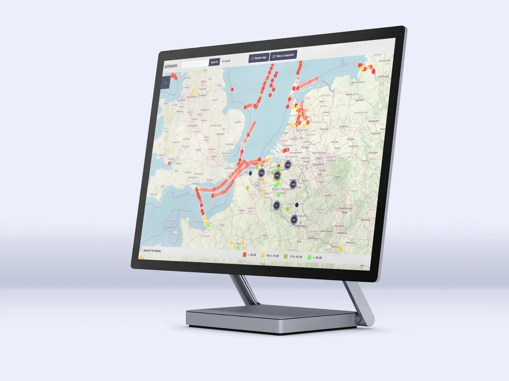 GISWAN, né de la R&D Kenobi avec Venn Telecom : carte de la qualité du réseau sur 2 000 points en Europe